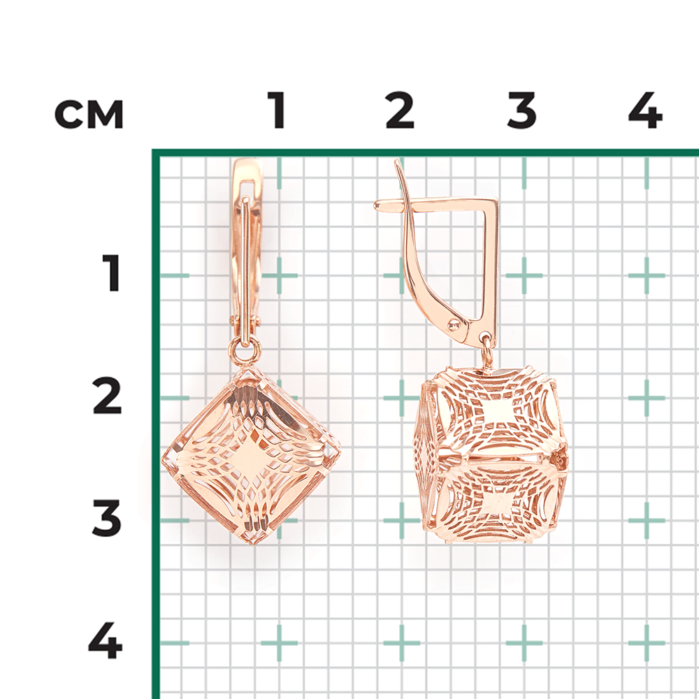 Серьги с английским замком из красного золота 02-3800-00-000-1110-48