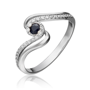 Кольцо из белого золота с сапфиром и бриллиантами 01-1505-00-105-1120-30