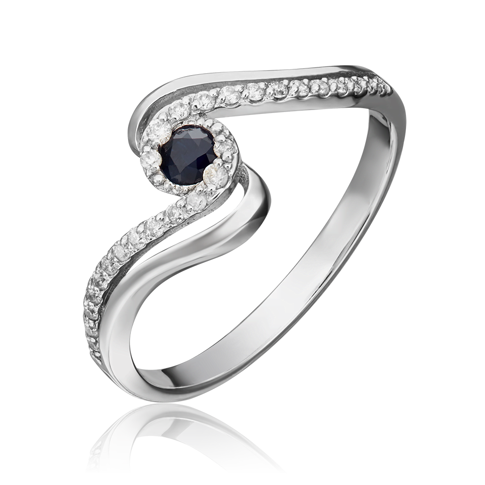 Кольцо из белого золота с сапфиром и бриллиантами 01-1505-00-105-1120-30