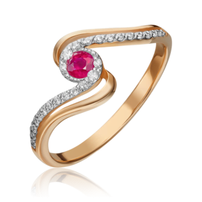 Кольцо из красного золота с рубином и бриллиантами 01-1505-00-107-1110-30