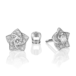 Серьги-пусеты «Цветы» из белого золота с бриллиантами 02-0869-00-101-1120-30