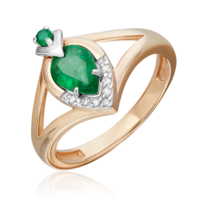 Кольцо из комбинированного золота с изумрудами и бриллиантами 01-5733-00-106-1111