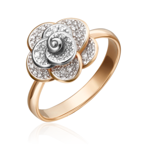 Кольцо «Цветок» из комбинированного золота с бриллиантами 01-1601-00-101-1111-30