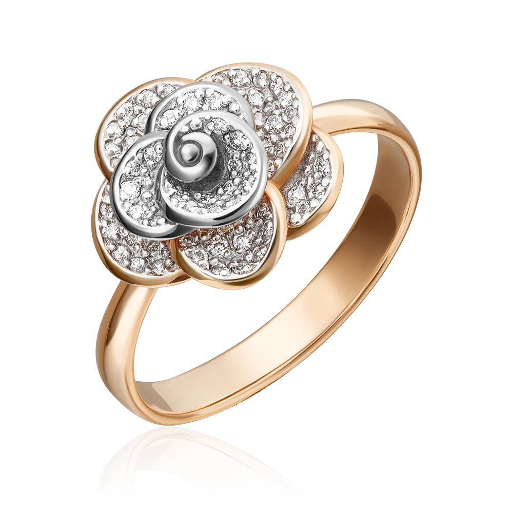 Кольцо «Цветок» из комбинированного золота с бриллиантами 01-1601-00-101-1111-30
