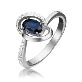 Кольцо из белого золота с сапфиром и бриллиантами 01-1603-00-105-1120-30