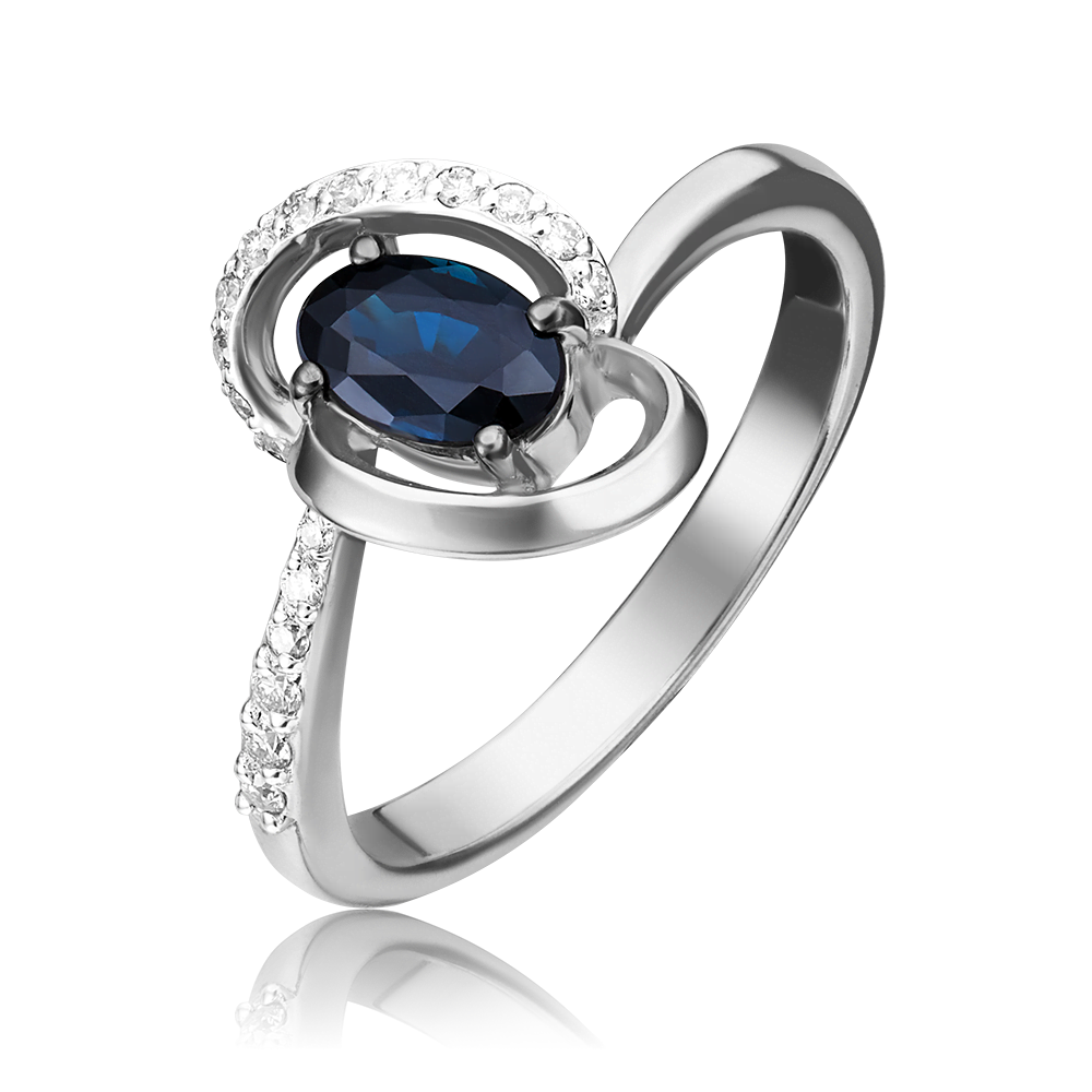 Кольцо из белого золота с сапфиром и бриллиантами 01-1603-00-105-1120-30