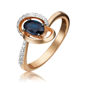 Кольцо из красного золота с сапфиром и бриллиантами 01-1603-00-105-1110-30
