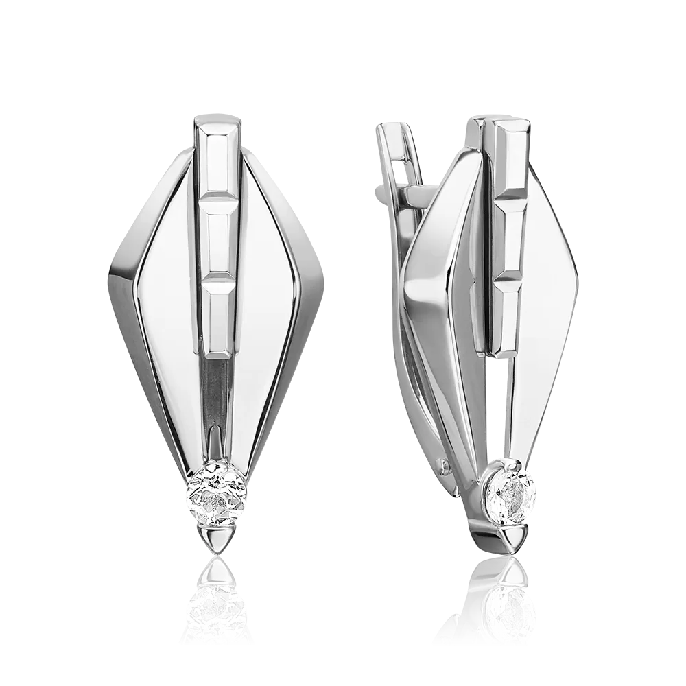 Серьги с английским замком из белого золота с натуральным топазом white 02-5023-00-201-1120