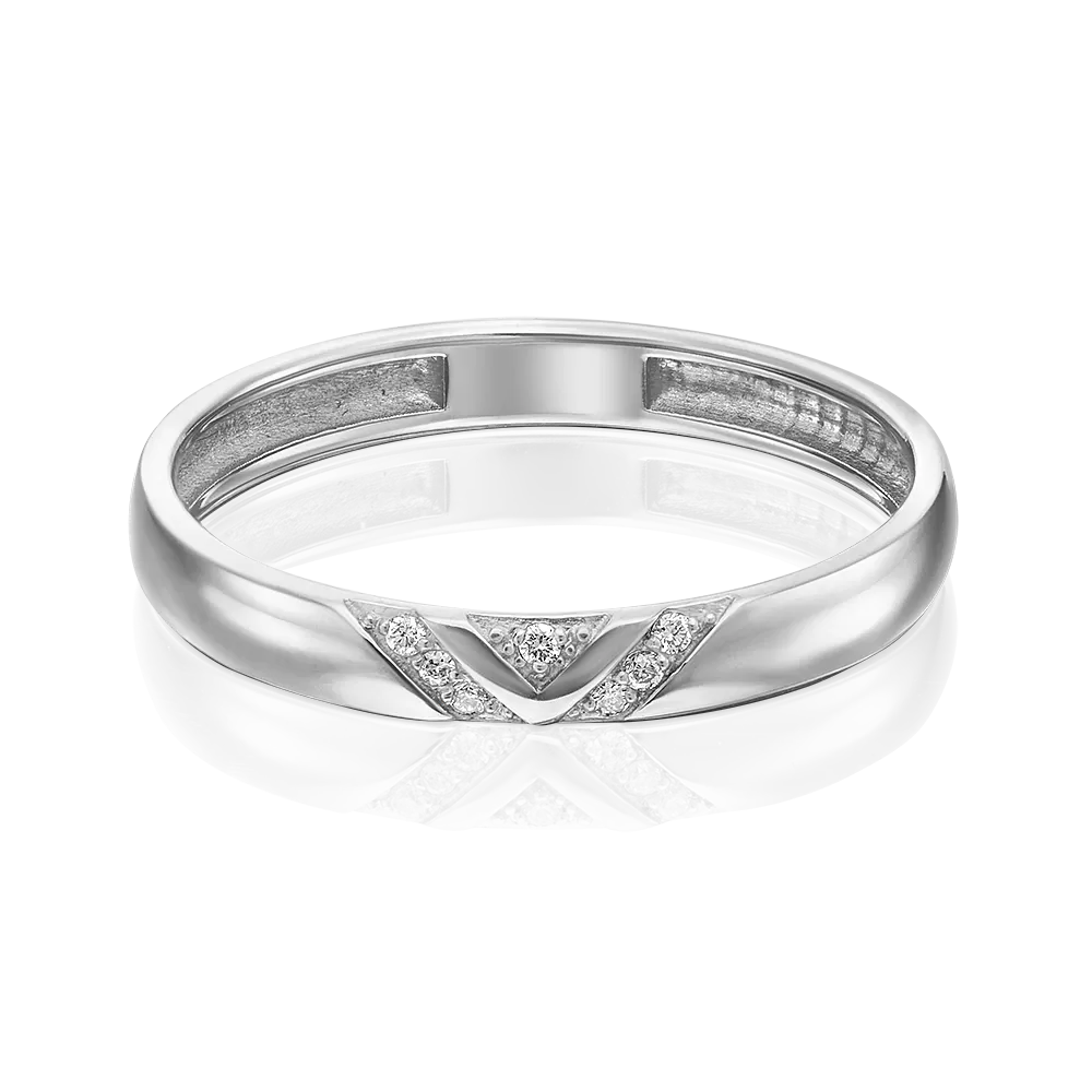 Обручальное кольцо из белого золота с бриллиантами 01-1528-00-101-1120-30