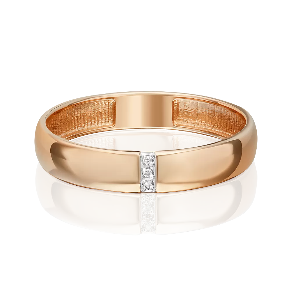 Обручальное кольцо из красного золота с бриллиантами 01-1615-00-101-1110-30