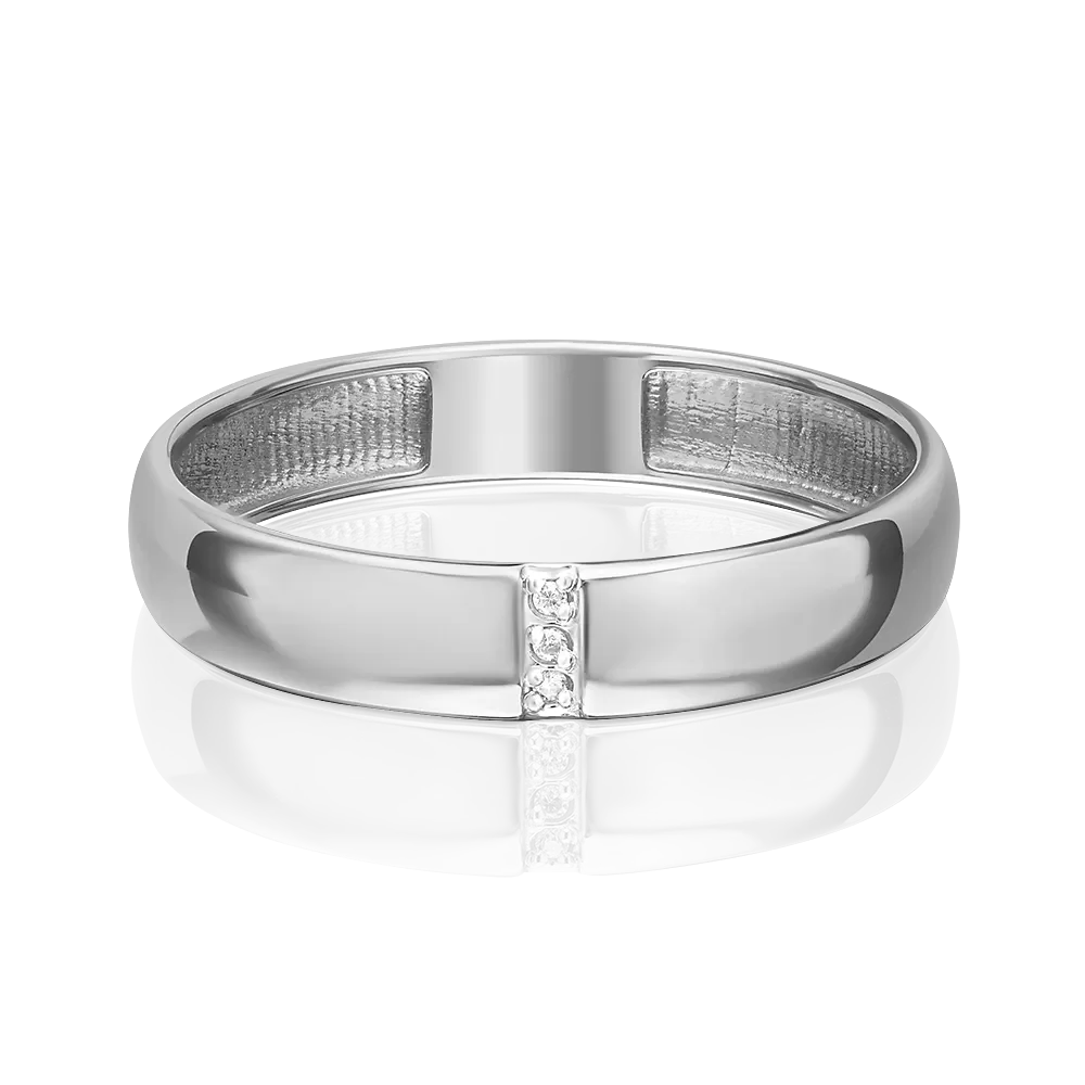 Обручальное кольцо из белого золота с бриллиантами 01-1615-00-101-1120-30