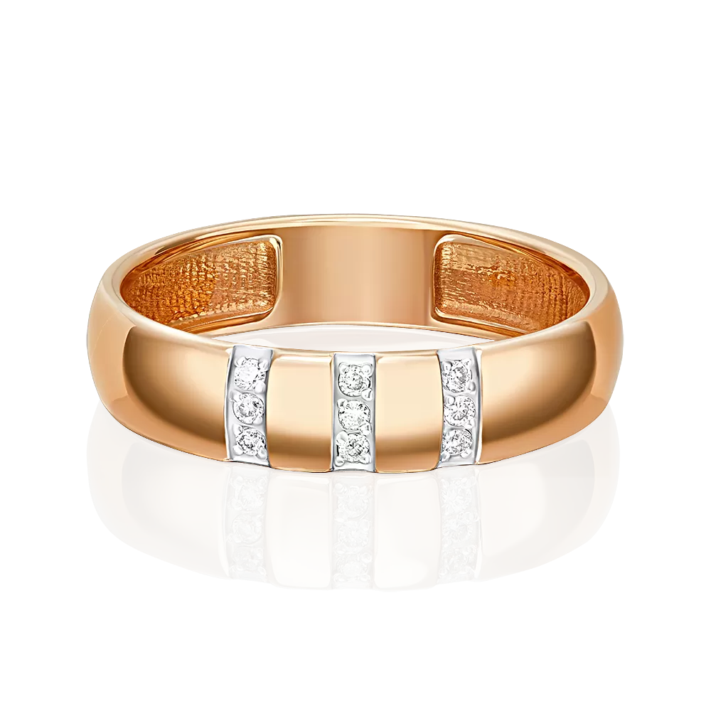 Обручальное кольцо из красного золота с бриллиантами 01-1616-00-101-1110-30