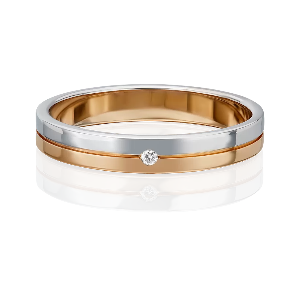Обручальное кольцо из комбинированного золота с бриллиантом 01-1619-00-101-1111-30