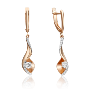 Серьги с английским замком из комбинированного золота с фианитами 02-4348-00-501-1111-38