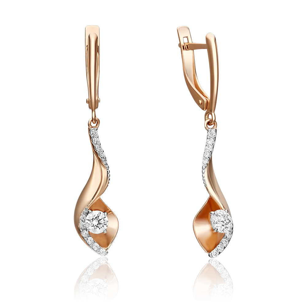 Серьги с английским замком из комбинированного золота с фианитами 02-4348-00-501-1111-38