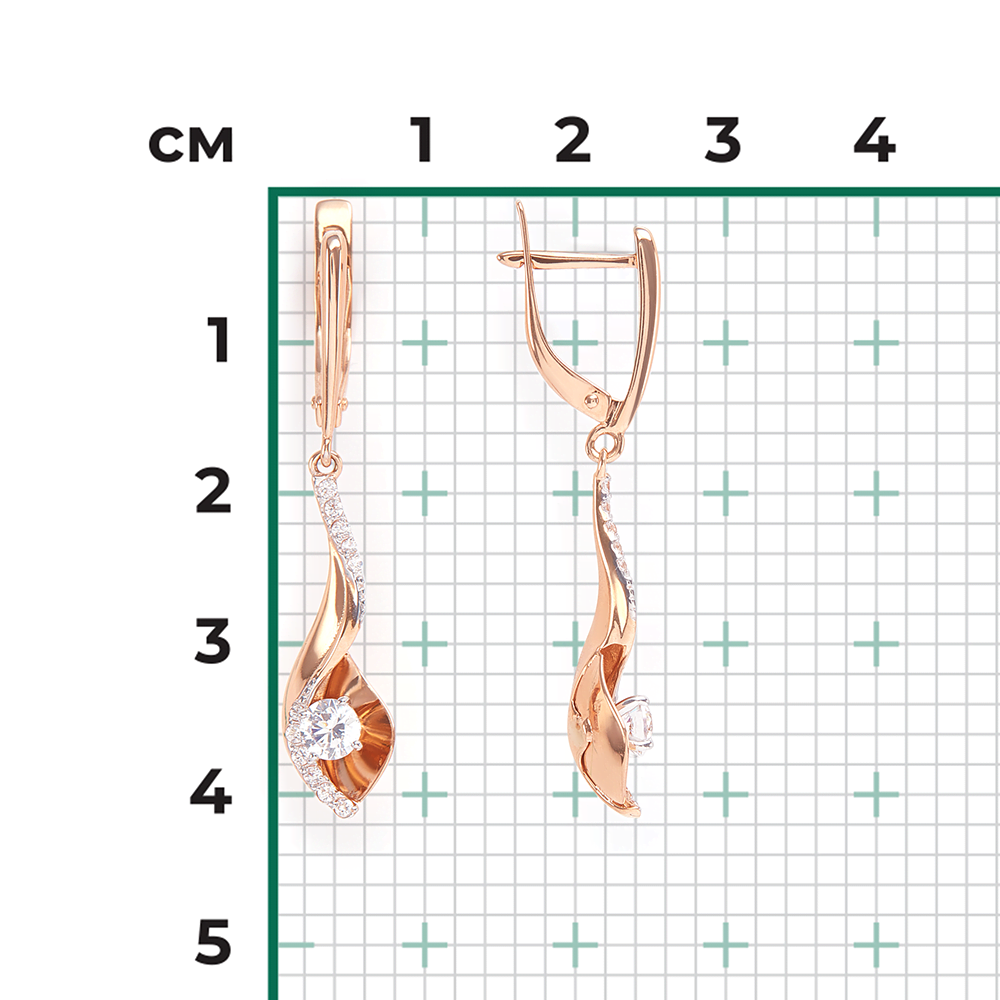 Серьги с английским замком из комбинированного золота с фианитами 02-4348-00-501-1111-38