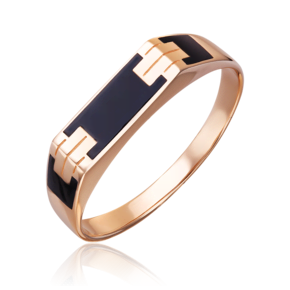 Печатка из красного золота с эмалью 01-3617-00-000-1110-25