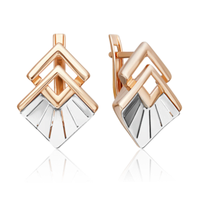 Серьги с английским замком из комбинированного золота 02-5376-00-000-1111