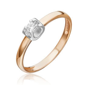 Кольцо из комбинированного золота с бриллиантом 01-5795-00-101-1111