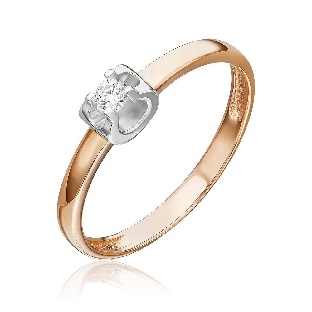 Кольцо из комбинированного золота с бриллиантом 01-5795-00-101-1111