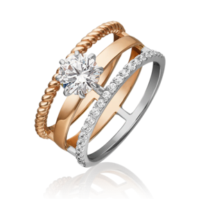 Кольцо из комбинированного золота с фианитами 01-5380-00-501-1111-38