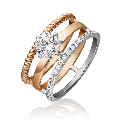 Кольцо из комбинированного золота с фианитами 01-5380-00-501-1111-38