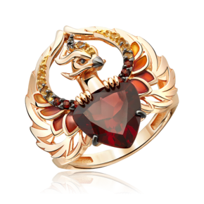 Кольцо «Феникс» из красного золота с гранатами, цитринами и эмалью 01-5775-00-722-1110