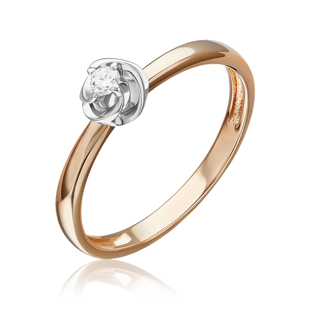 Кольцо из комбинированного золота с бриллиантом 01-5801-00-101-1111