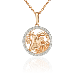 Подвеска «Знак зодиака Овен» из красного золота с фианитами 03-3641-00-401-1110