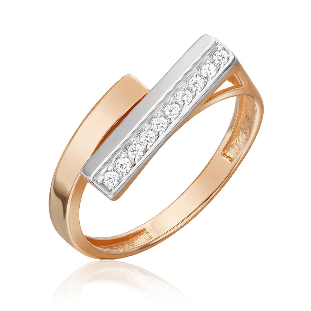 Кольцо из комбинированного золота с фианитами 01-5668-00-401-1111