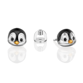 Серьги-пусеты «Пингвины» из серебра с эмалью 02-5151-00-000-0200