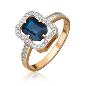 Кольцо из красного золота с сапфиром и бриллиантами 01-2322-00-105-1110-30