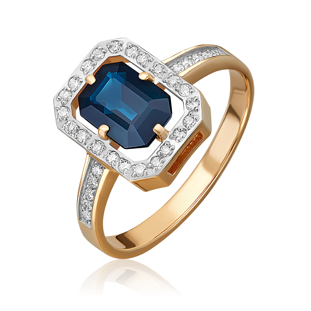 Кольцо из красного золота с сапфиром и бриллиантами 01-2322-00-105-1110-30