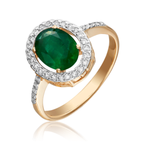 Кольцо из красного золота с изумрудом и бриллиантами 01-2326-00-106-1110-30