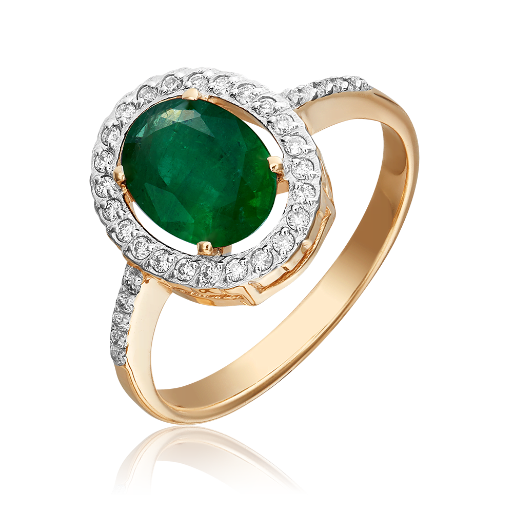 Кольцо из красного золота с изумрудом и бриллиантами 01-2326-00-106-1110-30