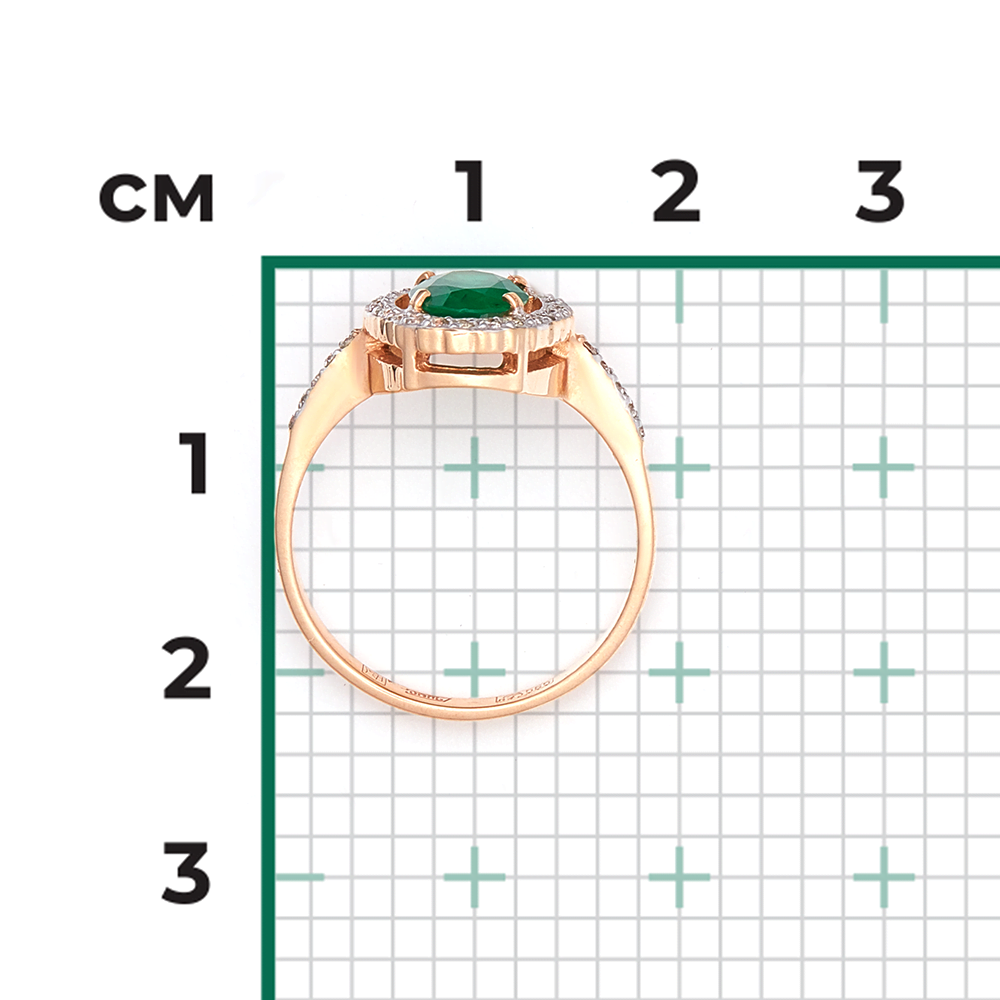 Кольцо из красного золота с изумрудом и бриллиантами 01-2326-00-106-1110-30