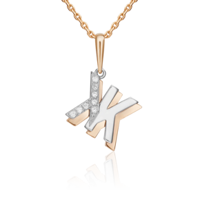 Подвеска «Буква Ж» из комбинированного золота с фианитами 03-3418-Ж-401-1111