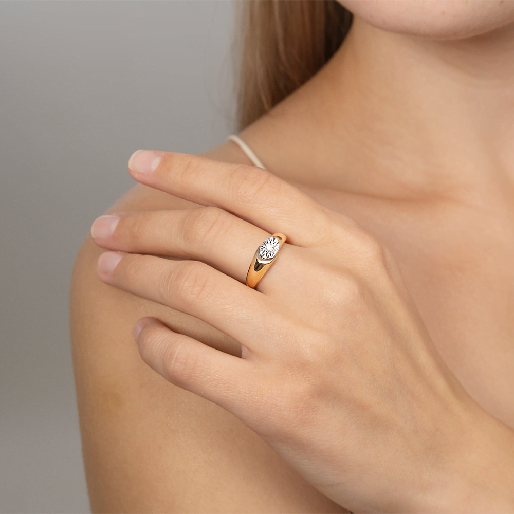 Кольцо из комбинированного золота с бриллиантом 01-5748-00-101-1111