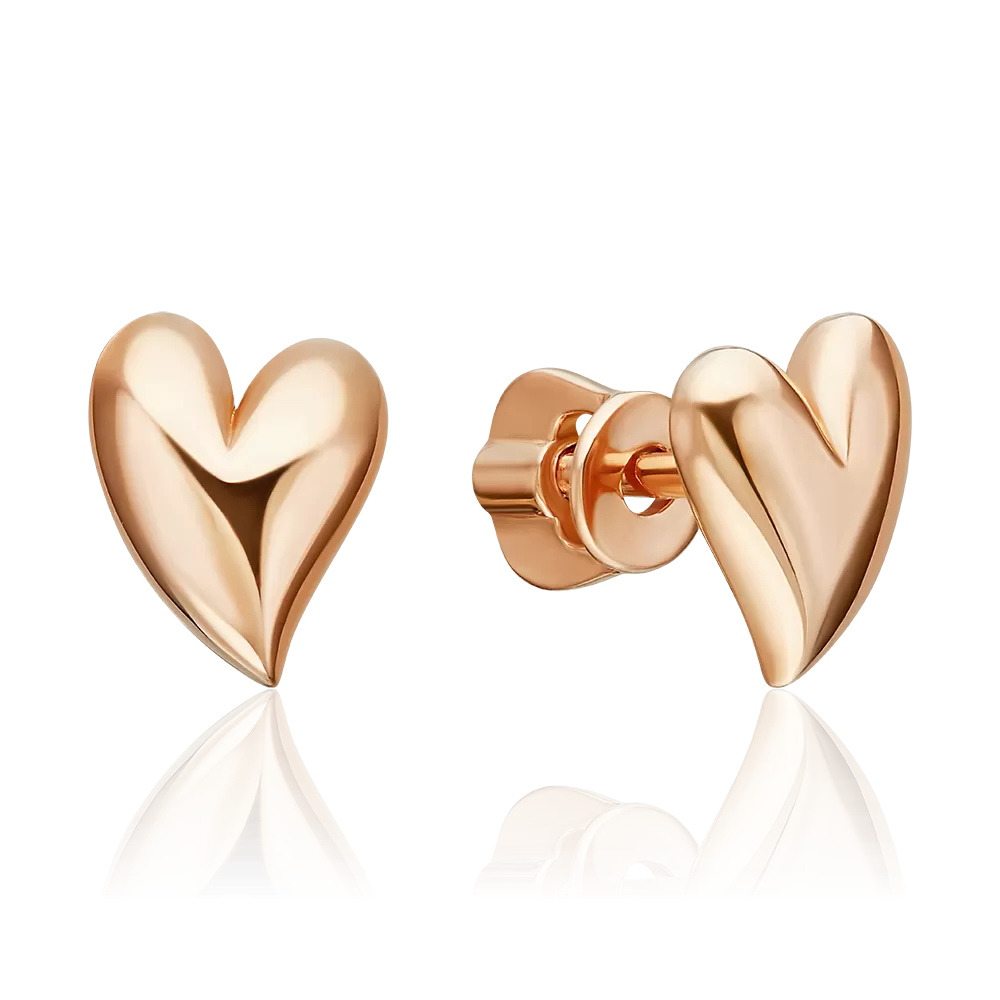 Серьги-пусеты «Сердечки» из красного золота 02-5661-00-000-1110