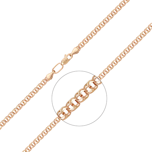 Браслет из красного золота с алмазной гранью (плетение «Бисмарк») 22-2703-040-1110-19