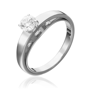 Помолвочное кольцо из белого золота с фианитами 01-5258-00-501-1120-38