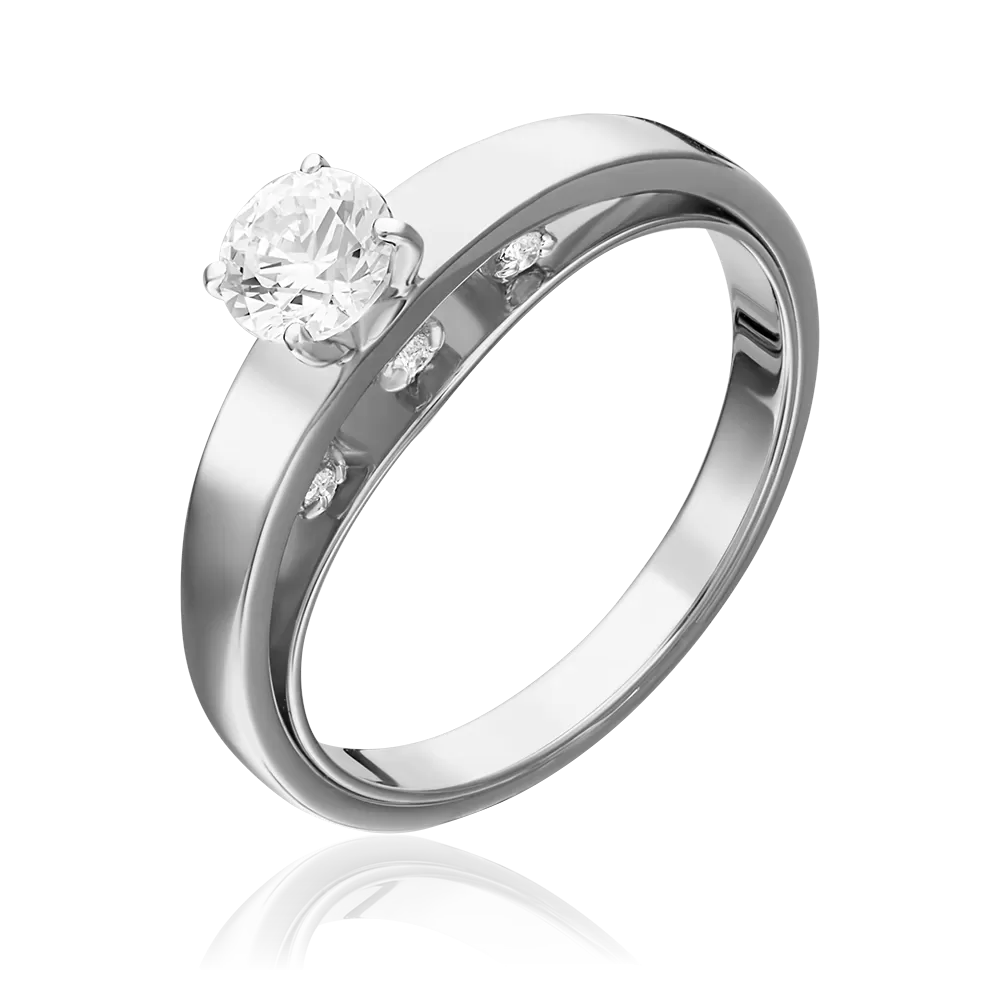 Помолвочное кольцо из белого золота с фианитами 01-5258-00-501-1120-38