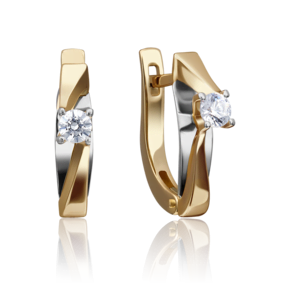 Серьги с английским замком из комбинированного золота с бриллиантом 02-4292-00-101-1121