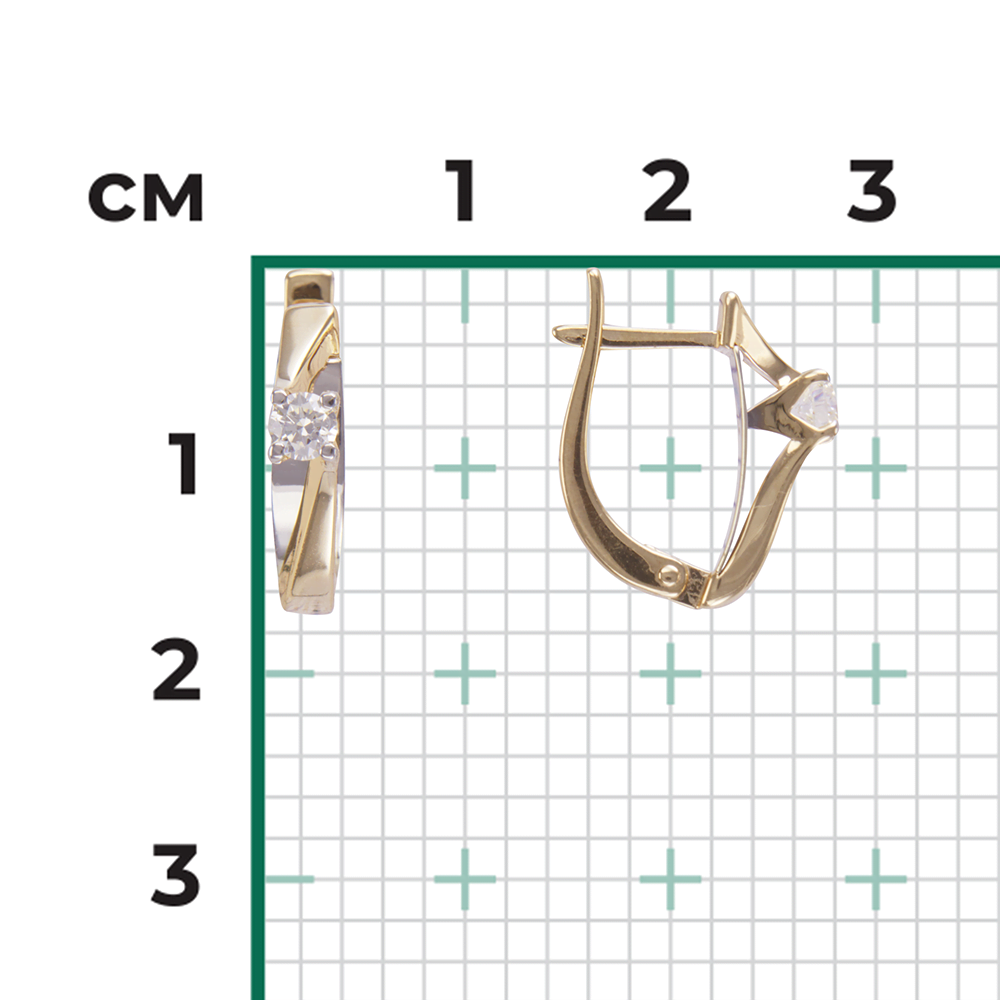 Серьги с английским замком из комбинированного золота с бриллиантом 02-4292-00-101-1121