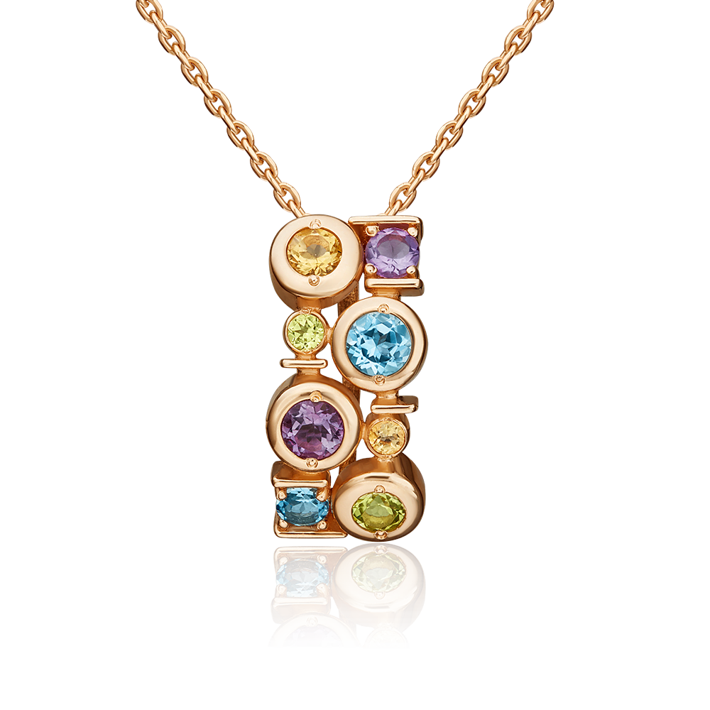 Подвеска из красного золота с миксом камней 03-3207-00-730-1110-57