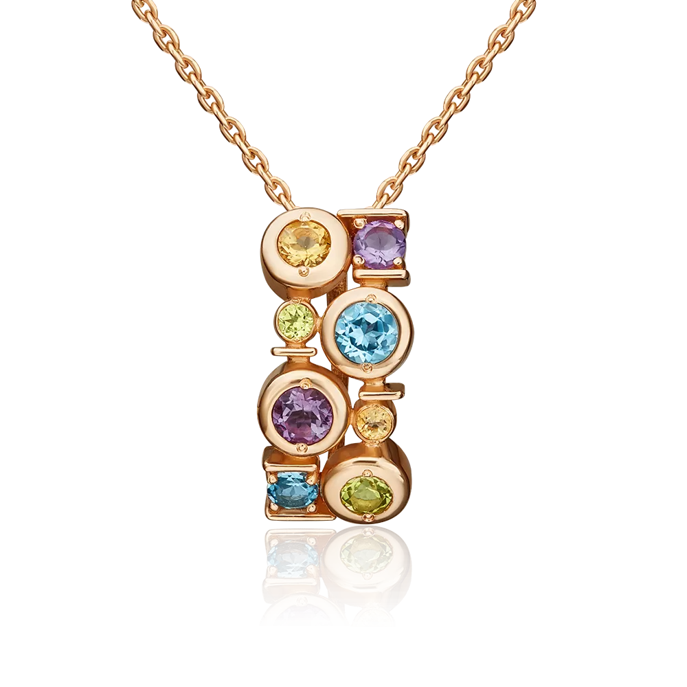 Подвеска из красного золота с миксом камней 03-3207-00-730-1110-57