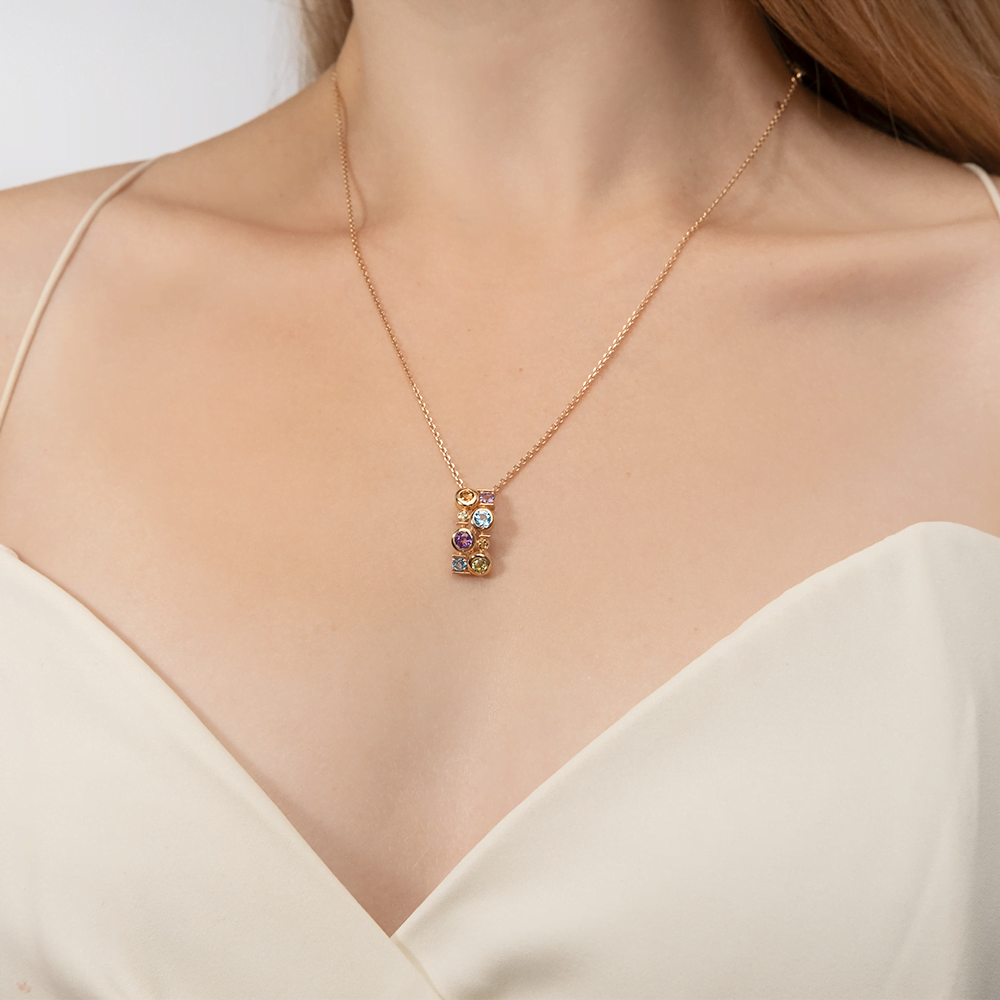 Подвеска из красного золота с миксом камней 03-3207-00-730-1110-57