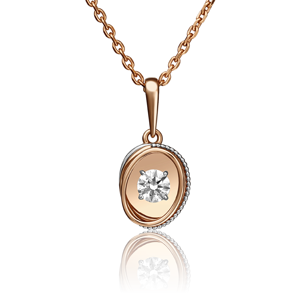 Подвеска из красного золота с фианитом 03-2943-00-501-1110-38