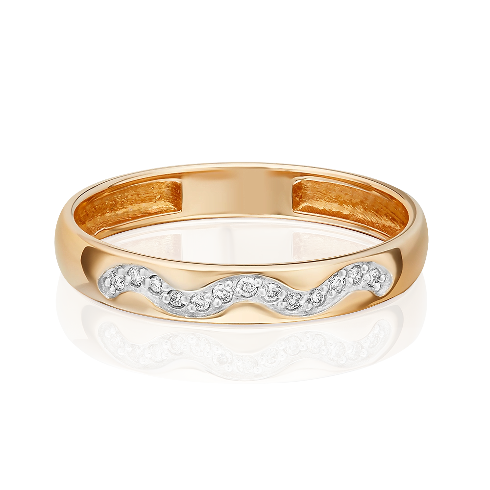 Обручальное кольцо из красного золота с бриллиантами 01-1529-00-101-1110-30