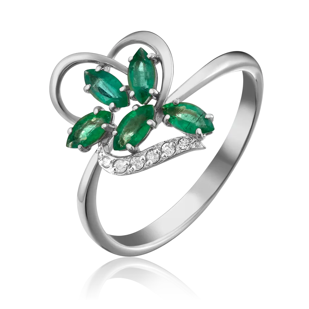 Кольцо из белого золота с изумрудами и бриллиантами 01-1521-00-106-1120-30
